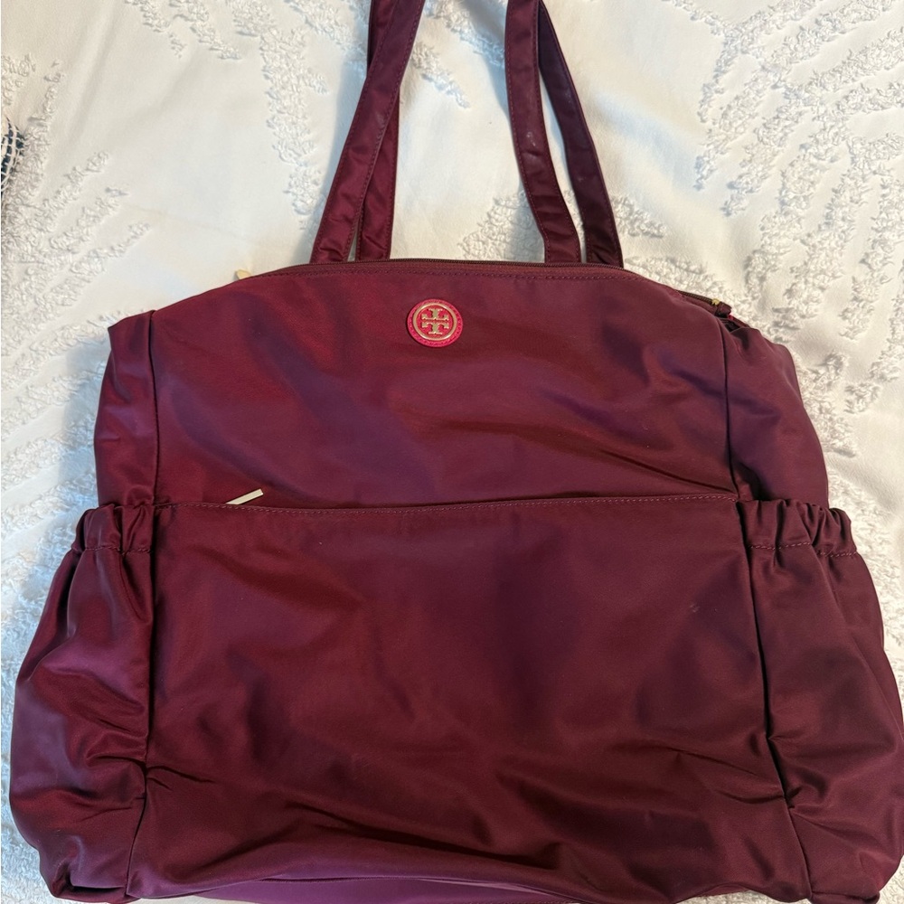 Tory Burch Red Baby Bag Spacious Nylon Tote